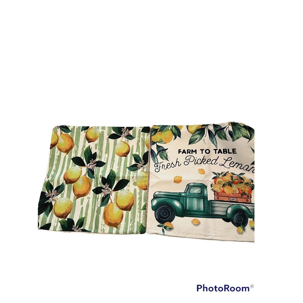 Set of two Lemon Motif pillow covers